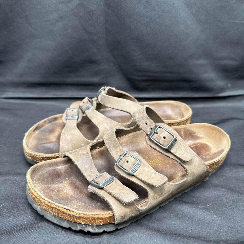 Birkenstock Birkis Florida Brown Tan 3 Buckle Strap Sandals Womens 37(6.5)